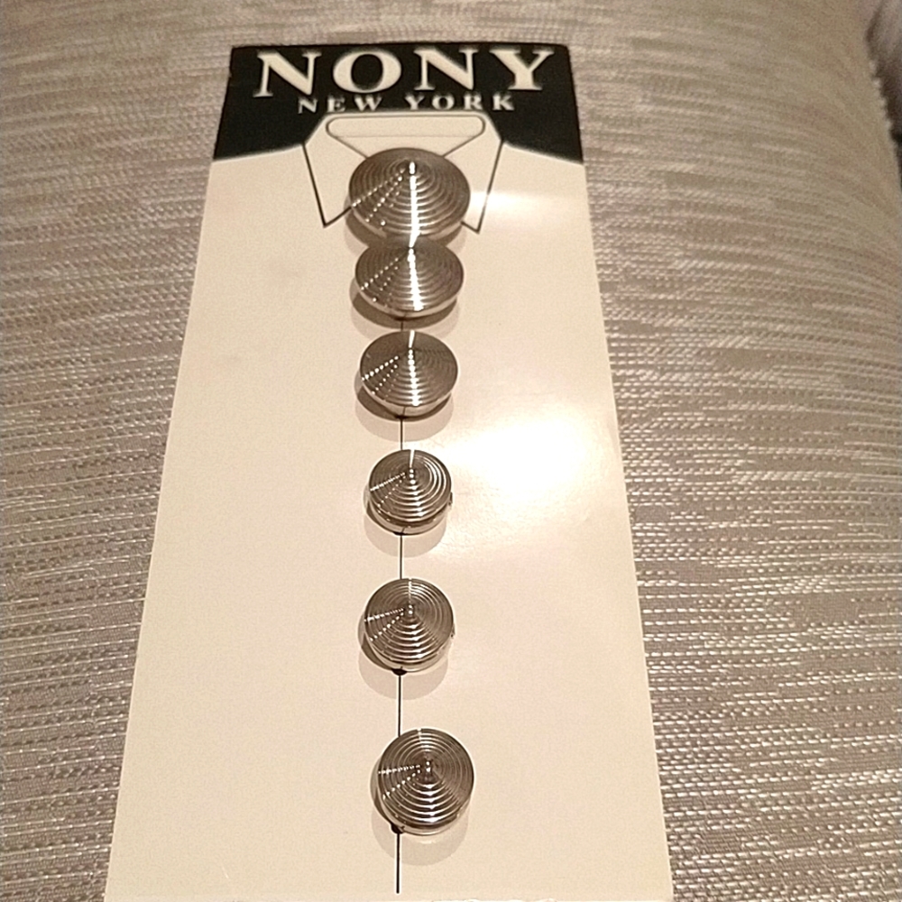 EUC set of 6 silver metal, round button covers.